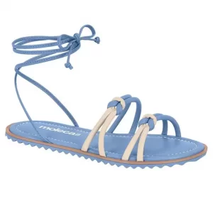 SANDALIA FEMININA MOLECA 5464.105.11348.84760 RASTEIRINHA JEANS CREME TAM 35