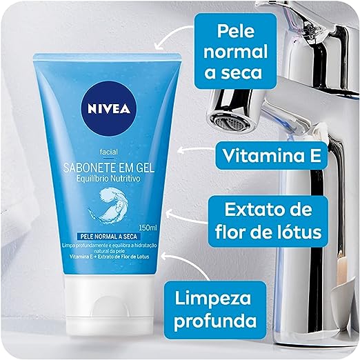 SABONETE FACIAL EM GEL NIVEA EQUILIBRIO NUTRITIVO PELE NORMAL A SECA 150ML  – Lady B